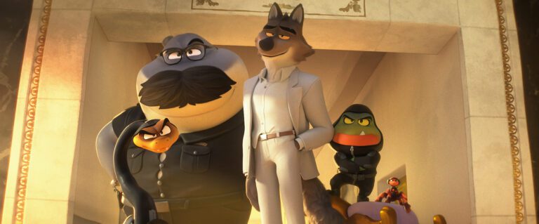 (left to right) Mr. Snake (Marc Maron), Mr. Shark (Craig Robinson), Mr. Wolf (Sam Rockwell), Mr. Piranha (Anthony Ramos) and Ms. Tarantula (Awkwafina) in DreamWorks Animation’s The Bad Guys 2, directed by Pierre Perifel.