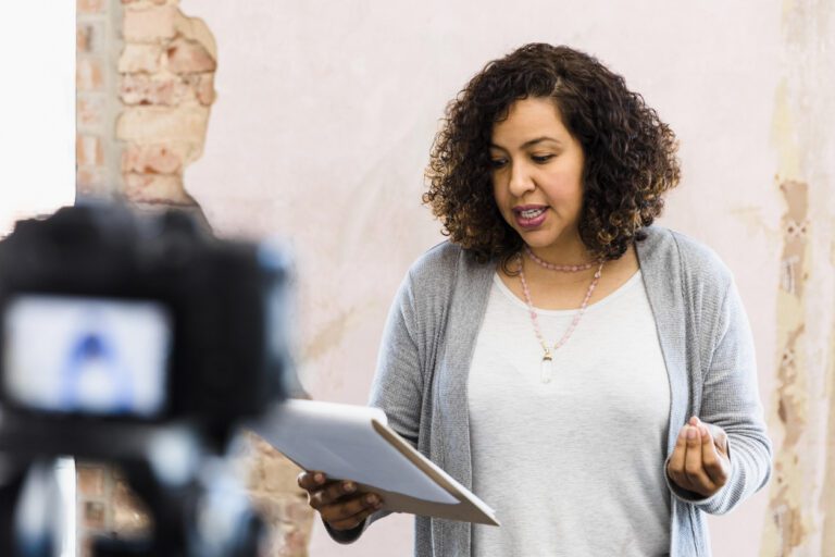 Spanish actor reading a script for an audition