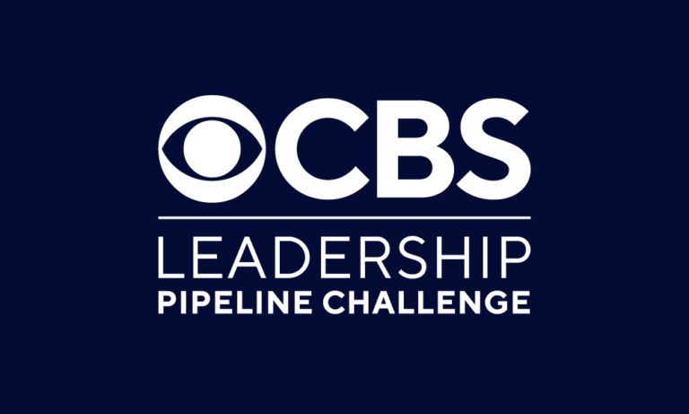 White logo for the CBS leadership pipeline challenge on a dark blue background.